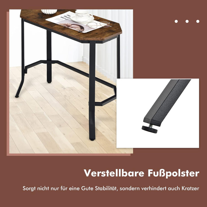 COSTWAY Konsolentisch Industriell, Schmaler Beistelltisch, Sofatisch Metallgestell, Flurtisch Dekoti