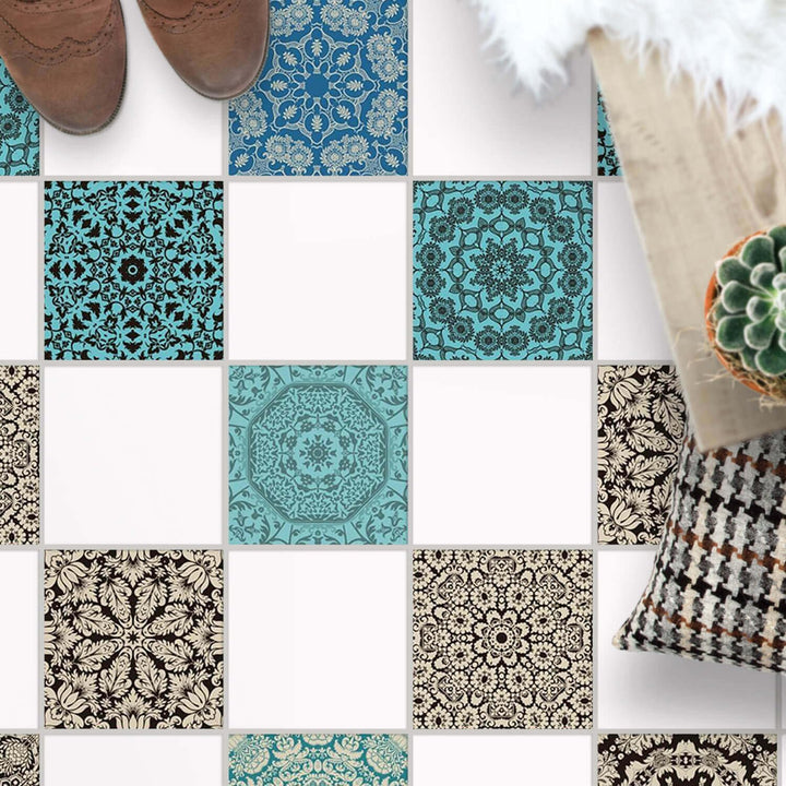 PVC Klebe-Fliesen für - [ Boden Fliesen ] - Aufkleber Folie Sticker für Boden-Fliesen - Küche oder B