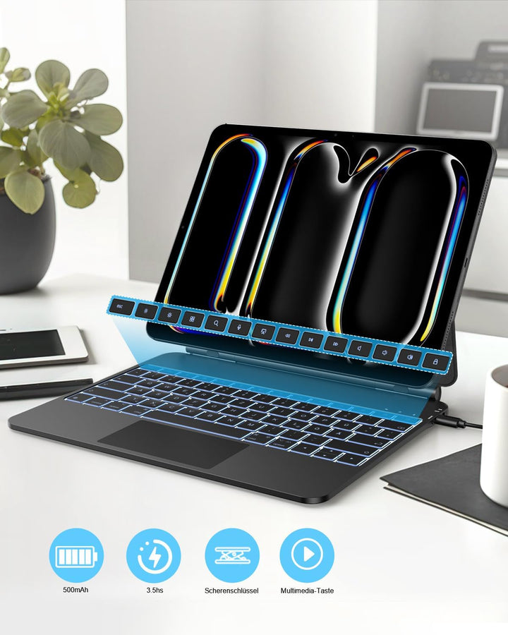 TECURS Tastatur Hülle für iPad Pro 13 Zoll (M5/M4, 2025/2024), Magic Keyboard für iPad Pro 13 mit Tr
