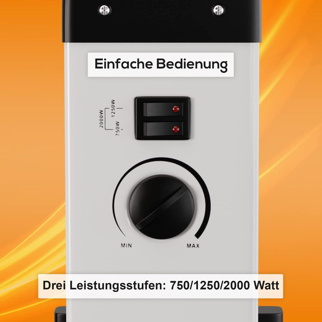 Tronitechnik® Elektroheizer Konvektor Heizgerät Heizkörper mit 3 Leistungsstufen 750/1250/2000 Watt,