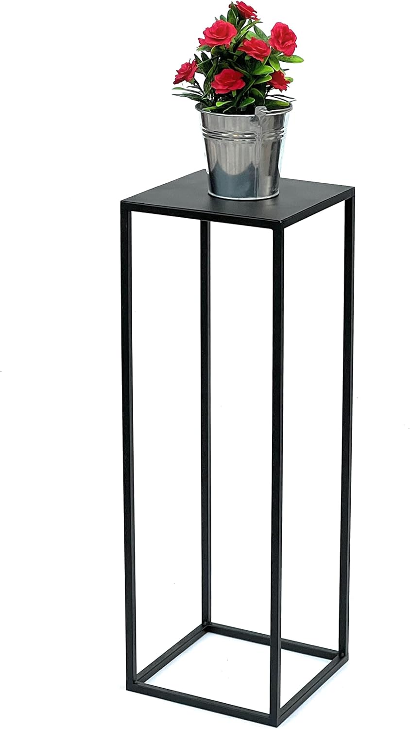DanDiBo Blumenhocker Metall Schwarz Eckig 70 cm Blumenständer Beistelltisch 96350 Blumensäule Modern