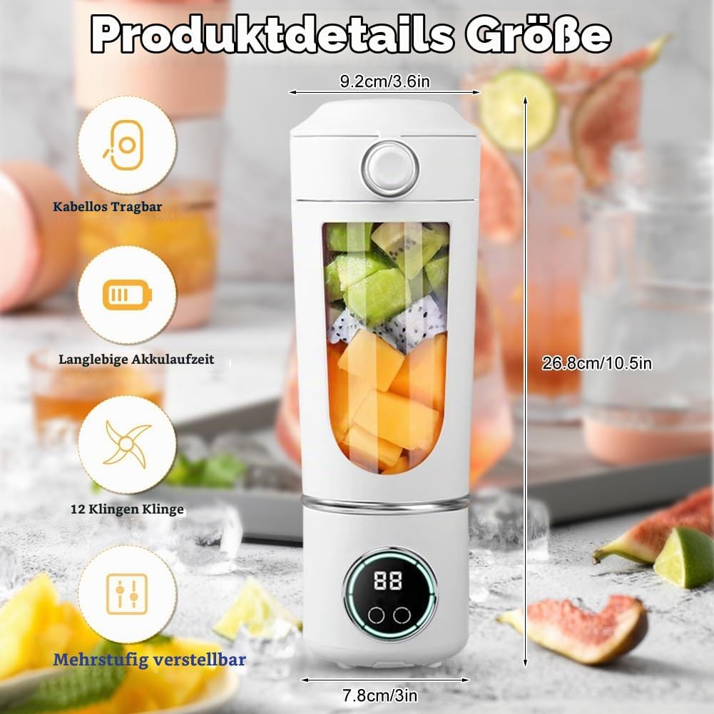 Tragbarer Mixer Smoothie Maker, Mixer to go 700 ml, Typ-C Wiederaufladbar, Becher mit Auslaufsichere