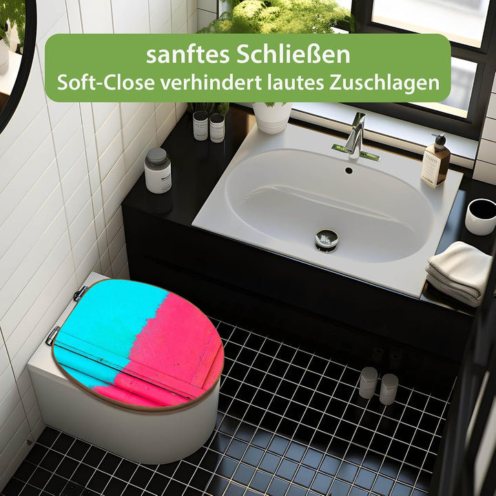 banjado Design WC Sitz Bambus Absenkautomatik 45,8x37,5cm - Toilettendeckel mit Absenkautomatik Holz