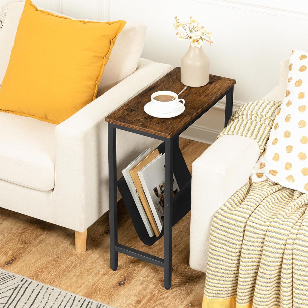 HOOBRO Beistelltisch, Sofatisch mit Stauraum, 48 x 24 x 61 cm, Nachttisch, Kaffeetisch, leicht zu mo
