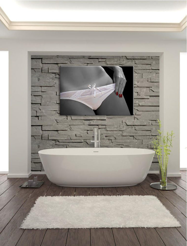 weisses Dessous schwarz/weiss Format: 100x70 auf Leinwand, XXL riesige Bilder fertig gerahmt mit Kei