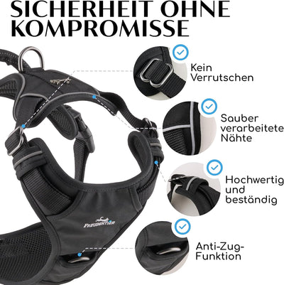 FREUDENTIER® Hundegeschirr mit atmungsaktiver Mesh-Polsterung - Höchster Komfort & bombenfester Sitz