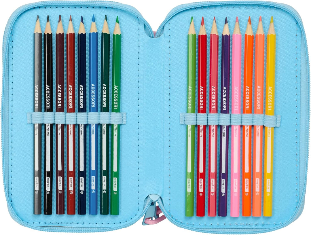 STITCH HAPPY Schulmäppchen mit 37 nützlichen Utensilien, Federmäppchen für Kinder, ideal für Kinder