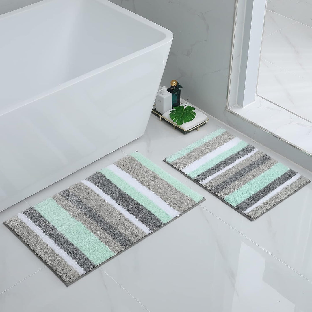 Homaxy rutschfest Badematten Set 2 teilig Mikrofaser Saugfähige Badteppich Set Weich Hochflor Badvor