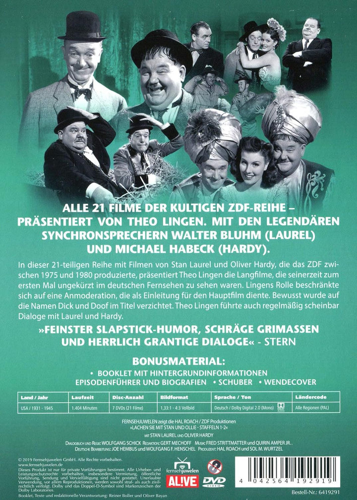 Lachen Sie mit Stan & Ollie (7 DVDs) - Die ZDF-Gesamtedition (Alle 21 Filme) (Fernsehjuwelen), DVD