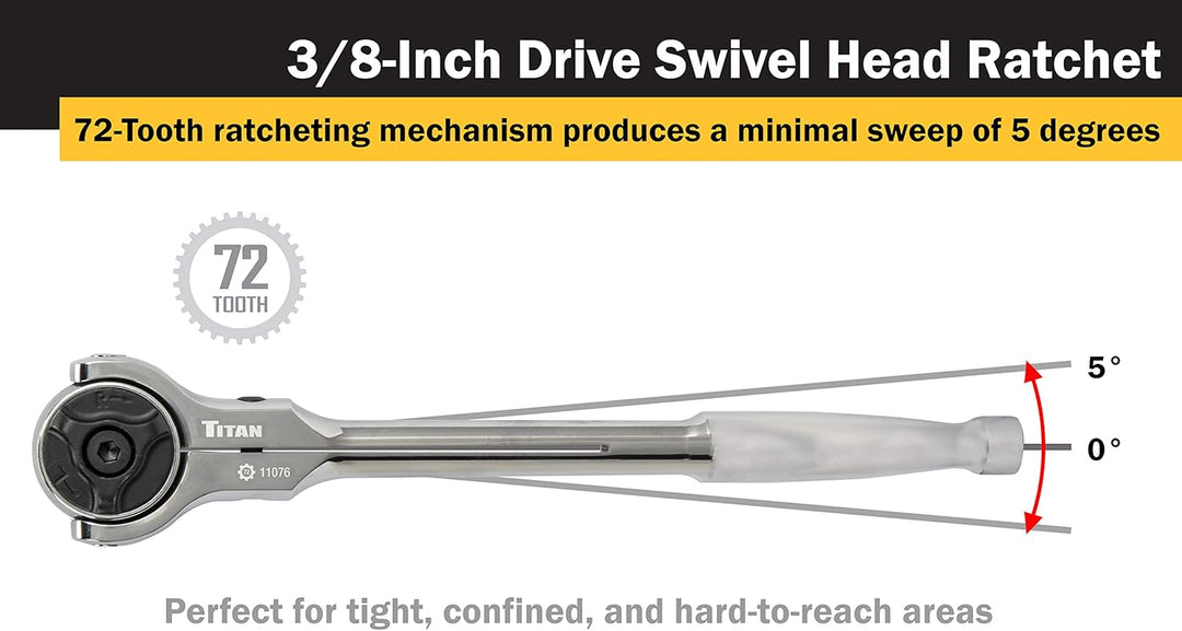 Titan Tools 11076 3/8-Zoll-Antrieb Drehkopf-Ratsche – mehrfarbig einheitsgrösse, einheitsgrösse
