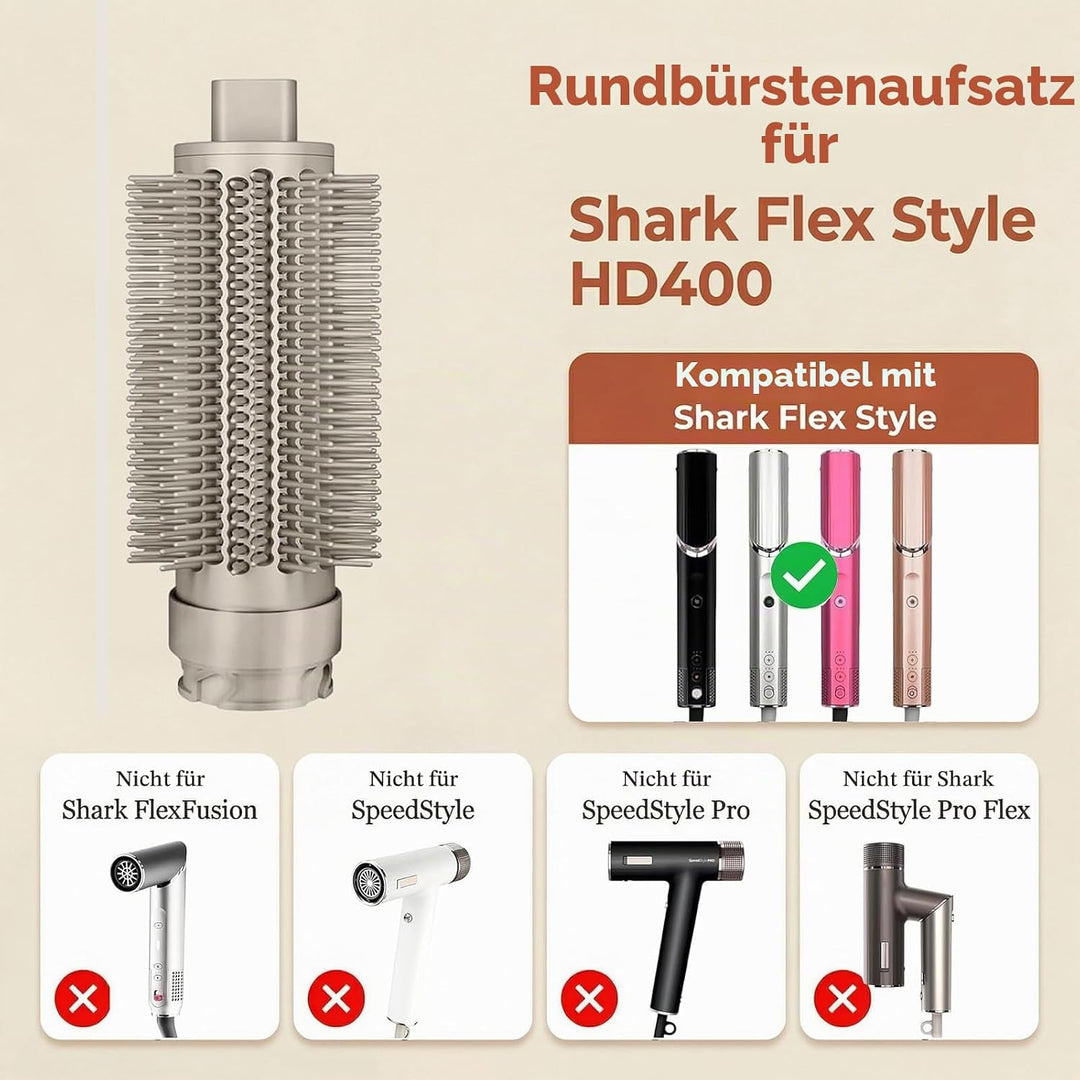 Volumenbürste Aufsatz kompatibel mit Shark FlexStyle HD400 Serie, Verbesserte Rundbürste Stylingbürs