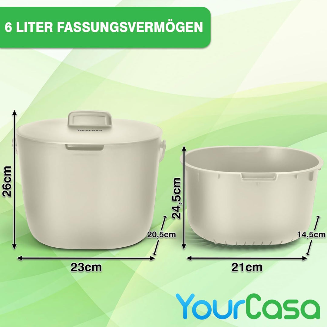 YourCasa Biomülleimer Küche 3,6L - Komposteimer für alltäglichen Biomüll Behälter Spülmaschinenfest