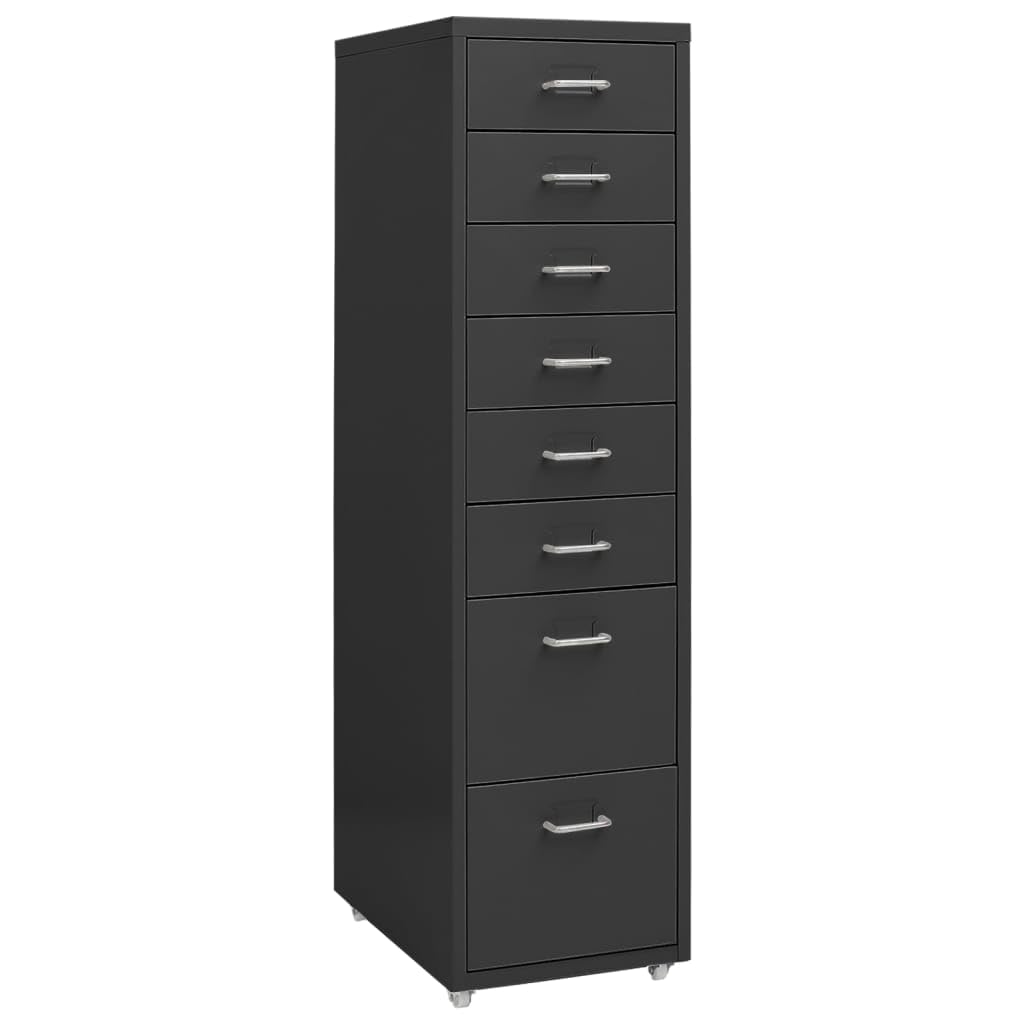 vidaXL Aktenschrank mit Rollen Rollcontainer Bürocontainer Schubladenschrank Büroschrank Metallschra
