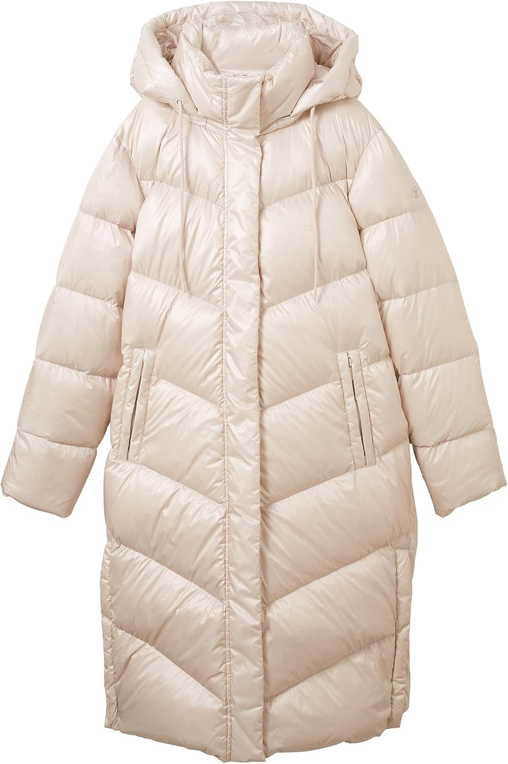 TOM TAILOR Damen Recycled Down Puffer Mantel mit abnehmbarer Kapuze M 16339 - Clouds Grey, M 16339 -