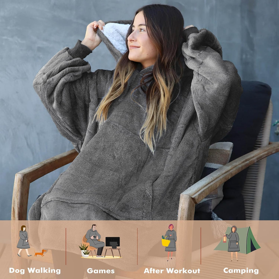 Catalonia Classy Oversized Sherpa Hoodie Decke, grosses Kapuzen-Sweatshirt für Frauen, weiche gemütl