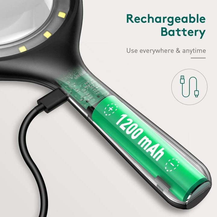 Lupe mit Licht, 60 Fach 30 Fach 33 LED Handlupe 30X Leselupe mit Licht, USB-Aufladung Lupe 3 Modi Le