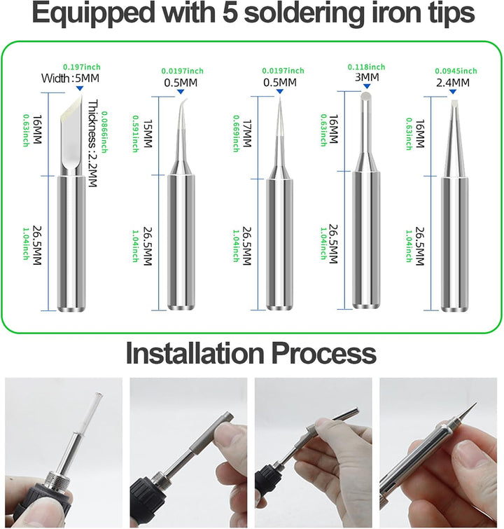 Lötkolben Set 80W, Soldering Iron LCD Temperatur Einstellbar 180-500°C, mit Ein/Aus Schalter, 50g Lö