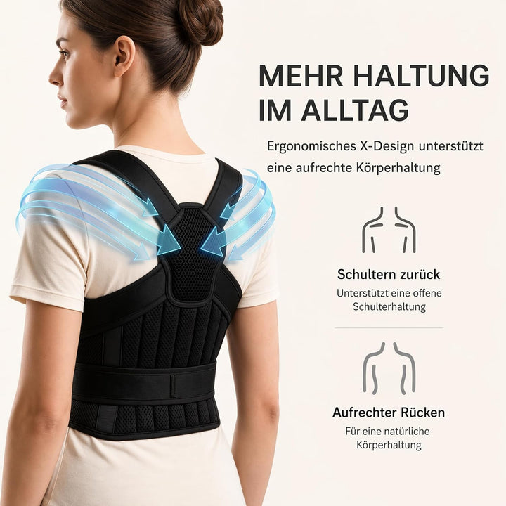 Rückenband für Damen, Aufrechte Haltung im Alltag, Leichtes atmungsaktives Mesh, Verstellbare Schult