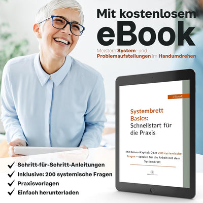 Systembrett Aufstellung Set für systemische Aufstellungen – 45 Teile: Familienbrett & Figuren aus Ho