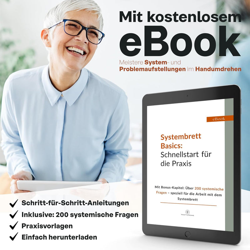 Systembrett Aufstellung Set für systemische Aufstellungen – 45 Teile: Familienbrett & Figuren aus Ho