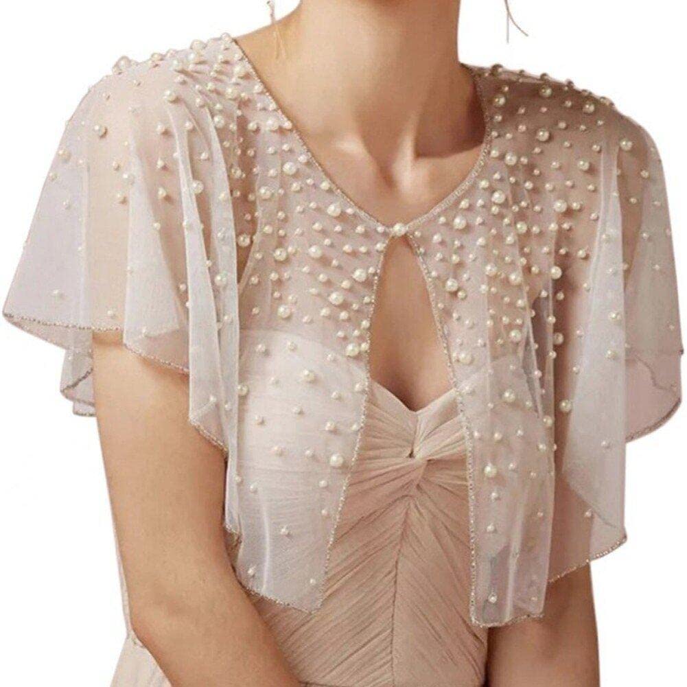 Hochzeitszubehör Braut Umhang Perlen Hochzeit Cape Short Front Long Rücken Frauen Wicke Cape Wrap Sc