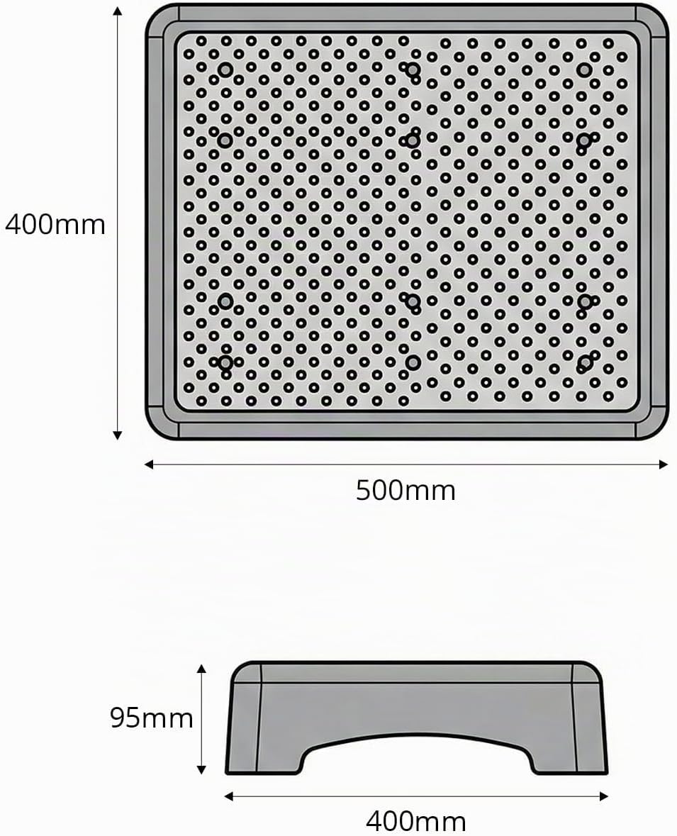 QWORK® Trittstufe 50 x 40 x 9,5 cm – rutschfeste Steighilfe für Bad, Haustür &amp; Auto – Mobile Einstie