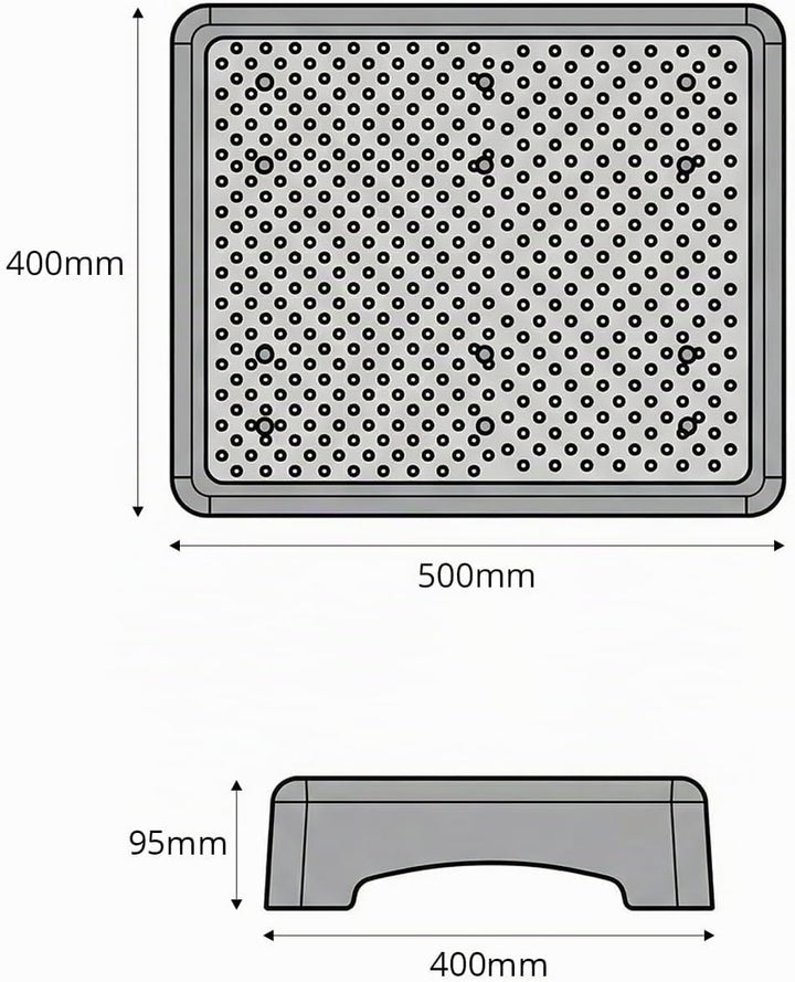 QWORK® Trittstufe 50 x 40 x 9,5 cm – rutschfeste Steighilfe für Bad, Haustür &amp; Auto – Mobile Einstie