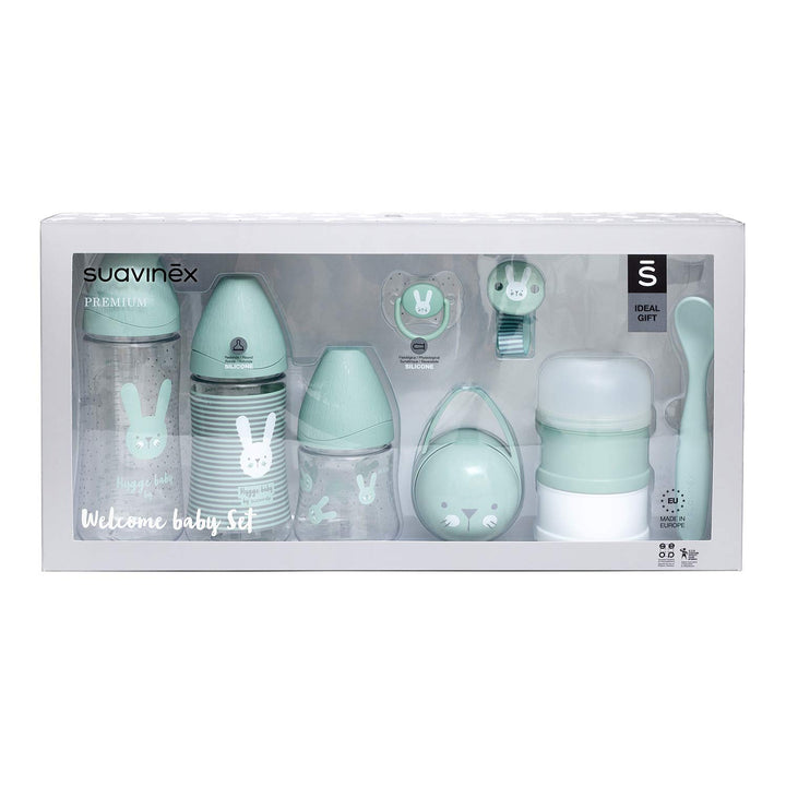SUAVINEX Premium-Set für das Neugeborene Babyflasche 150 ml + 270 ml + 360 ml + Milchdosierer + Schn