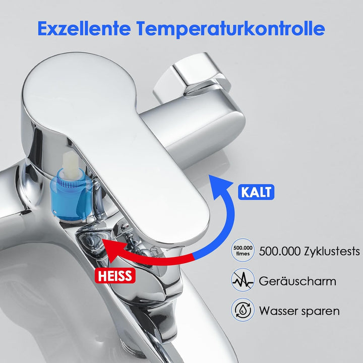 ROVOGO Badewannenarmatur, Aufgerüstet Messing Drehbare Umsteller, Einhebel Wannenarmatur für Wandmon