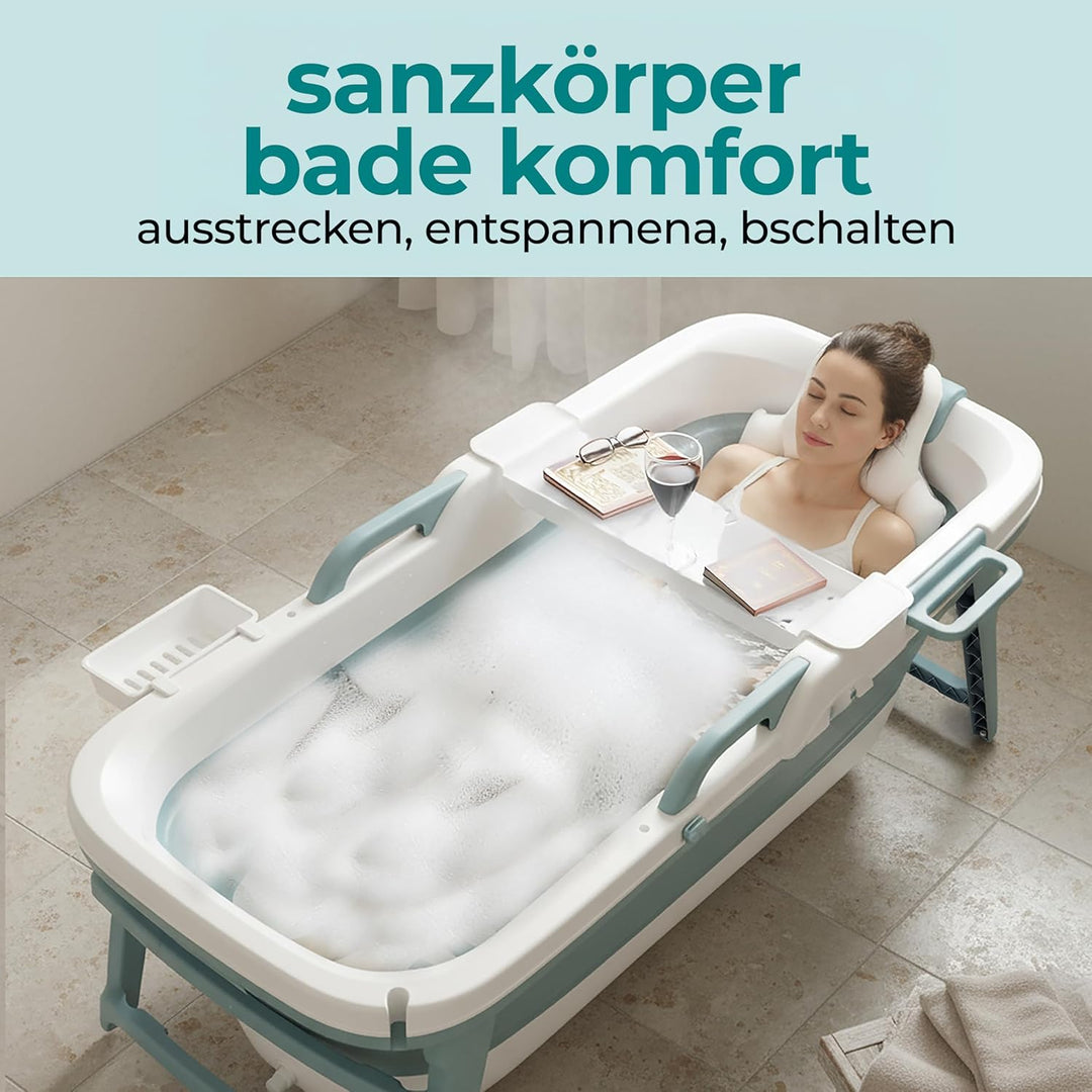 SereneLife Faltbare Badewanne Erwachsene 150 cm – Mobile Klappbare Badewanne für Dusche mit Deckel u