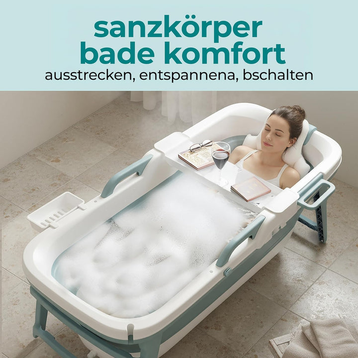 SereneLife Faltbare Badewanne Erwachsene 150 cm – Mobile Klappbare Badewanne für Dusche mit Deckel u
