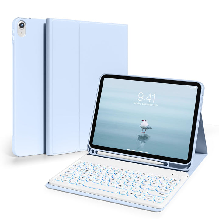 Hülle mit Tastatur für iPad 11 Generation A16/10 Generation (11/10.9 Zoll,2025/2022),7-farbige Beleu