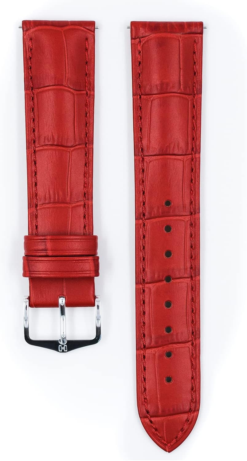 HIRSCH Uhren-Armband Duke - Uhr-Band aus italienischem Kalbs-Leder mit Alligator-Prägung - 12 bis 24