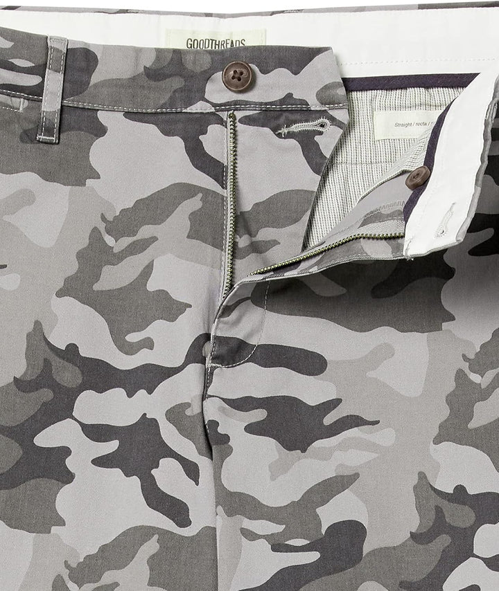 Goodthreads Herren Chinohose, Komfortabler, Gewaschener Stretch, Gerade Geschnitten 28W / 34L Grau,