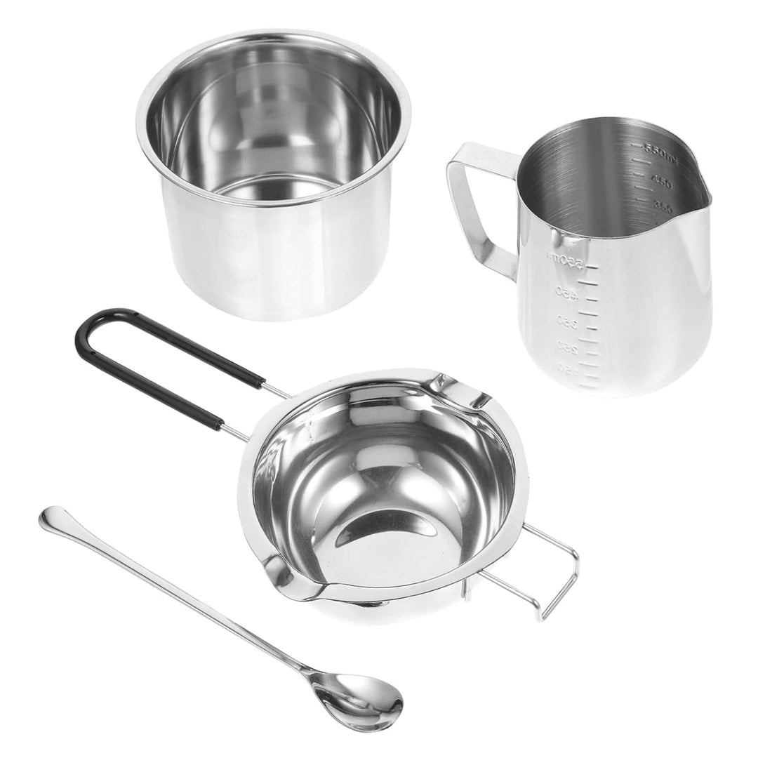 1 Set Edelstahl Doppelkessel-Topf-Set, Schmelztopf mit kochendem Wassertopf, Messbecher, Rührlöffel