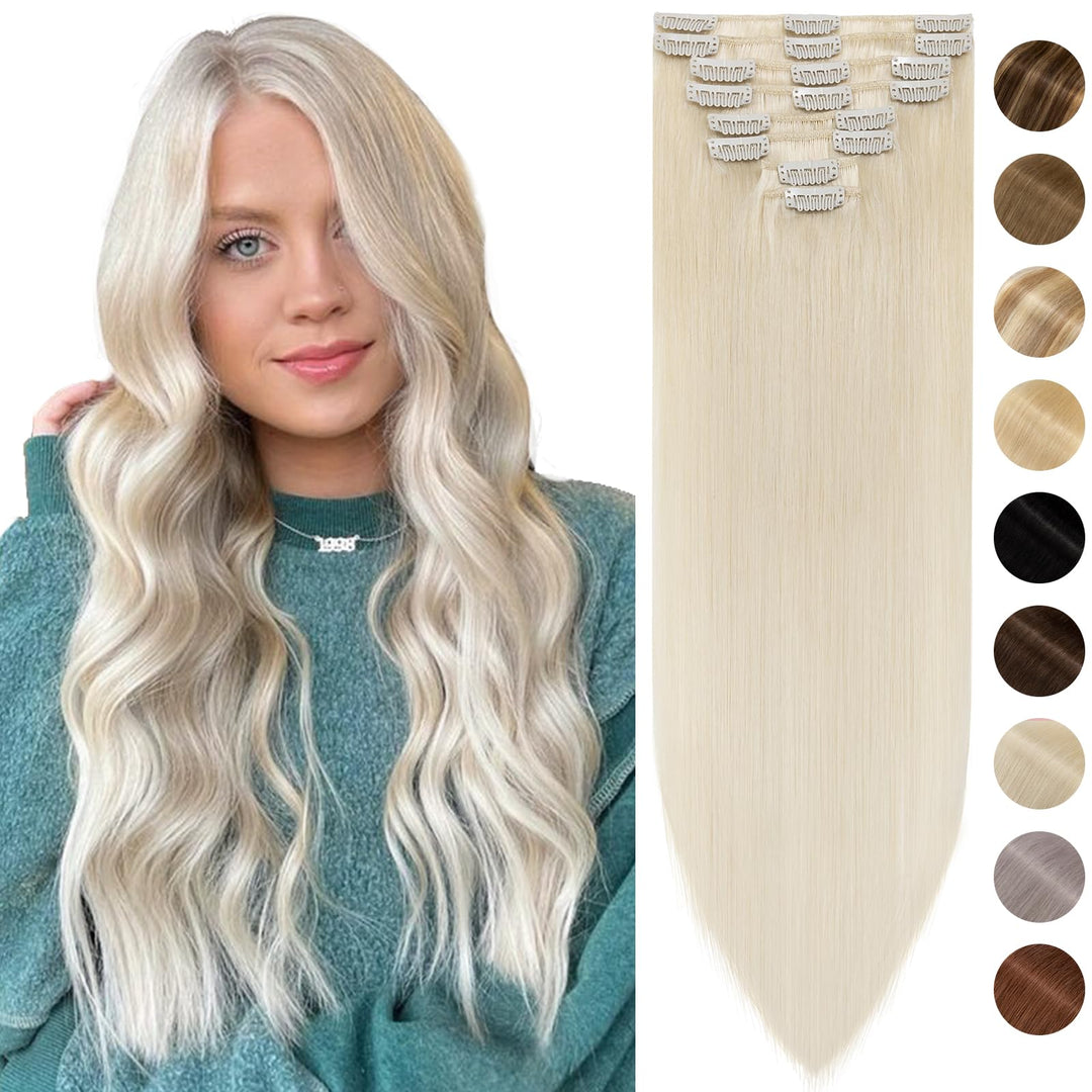 Silk-co Echthaar Clip In Extensions 8 Tressen 18 Clips 65g, Blonde Hair Extensions, Remy Echthaar Cl