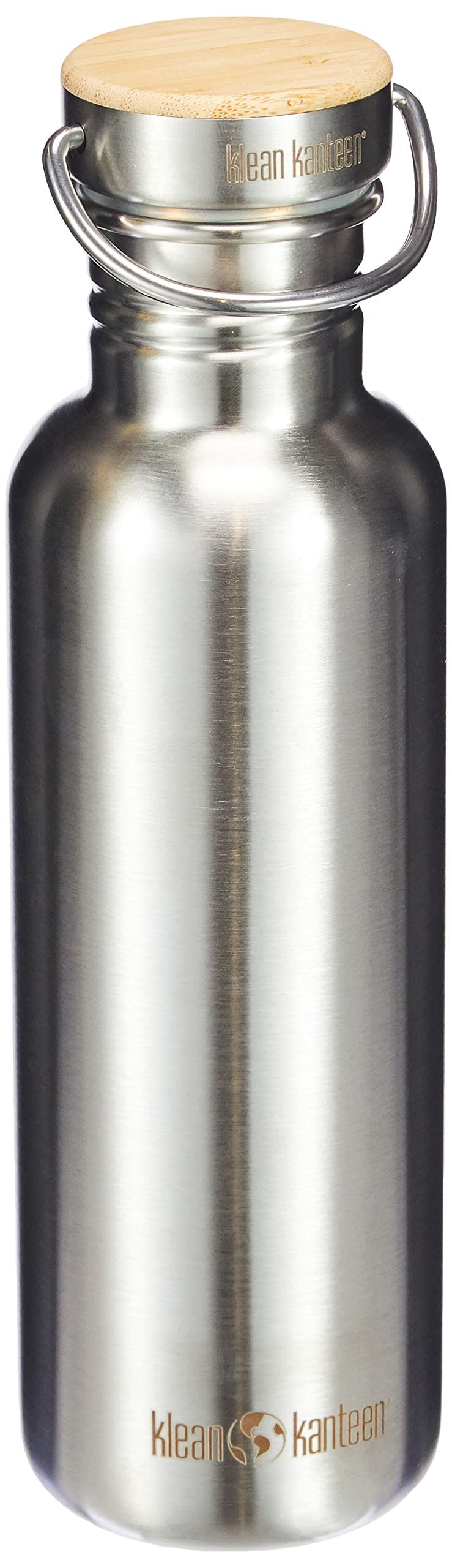 Klean Kanteen Edelstahlflasche mit Stainless Unibody Bamboo Cap Reflect Brushed Stainless, Brushed S