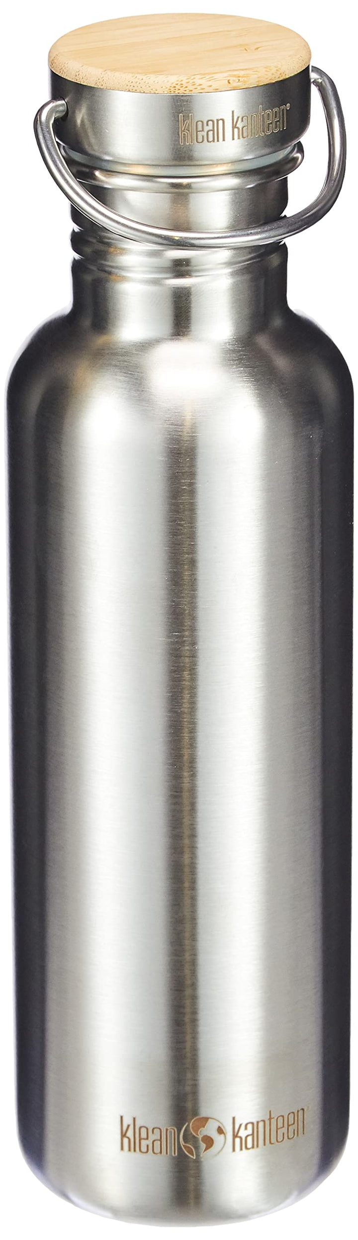 Klean Kanteen Edelstahlflasche mit Stainless Unibody Bamboo Cap Reflect Brushed Stainless, Brushed S