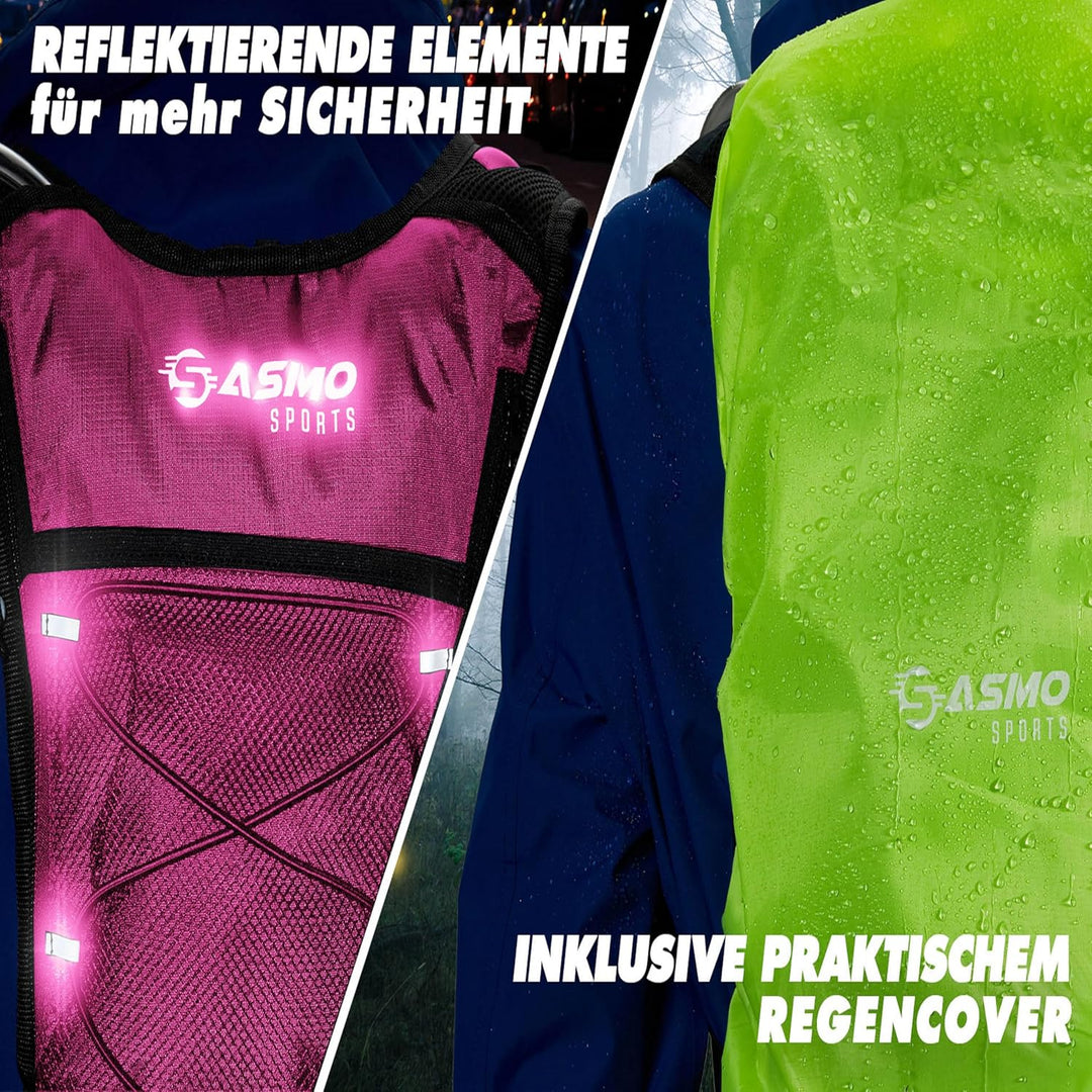 SASMO® Laufrucksack Damen 6L (Pink) mit Thermofach | Lauf Rucksack - Ultraleicht 300g | Laufrucksack