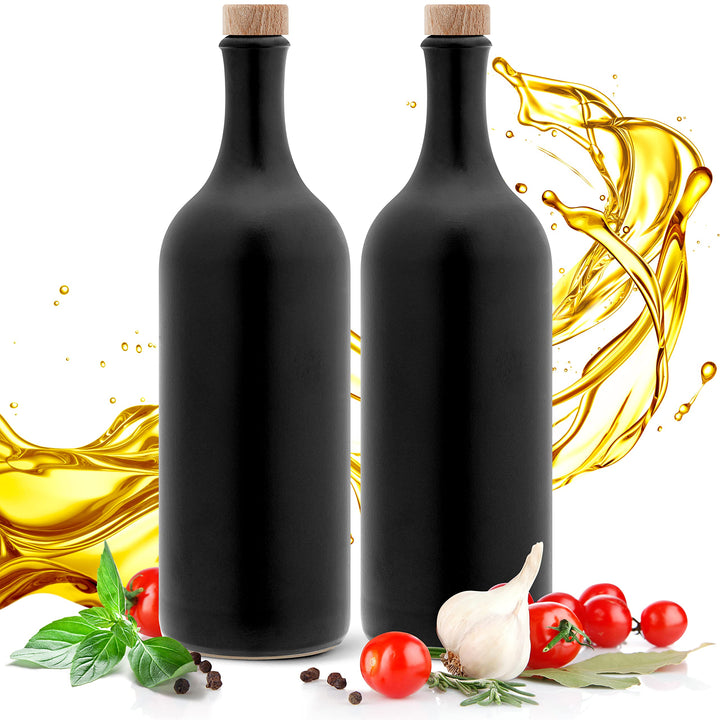 Kaminfix Essig & Öl Spender - Flasche mit Ausgiesser, 2er Geschenkset für Feinschmecker handgefertig