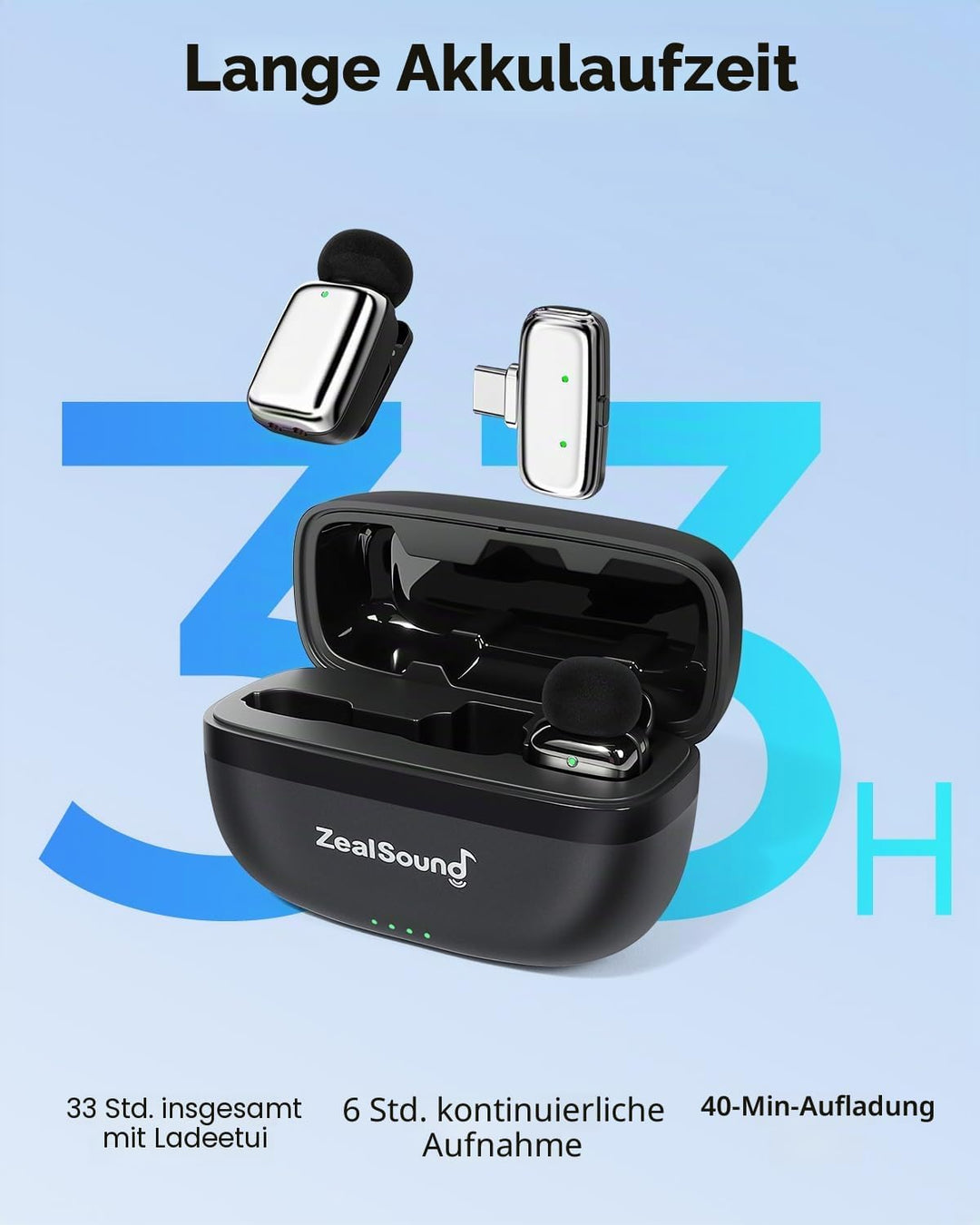 zealsound Mini Kabelloses Lavalier-Mikrofon für iPhone Handy Android, Wireless Ansteckmikrofon mit R