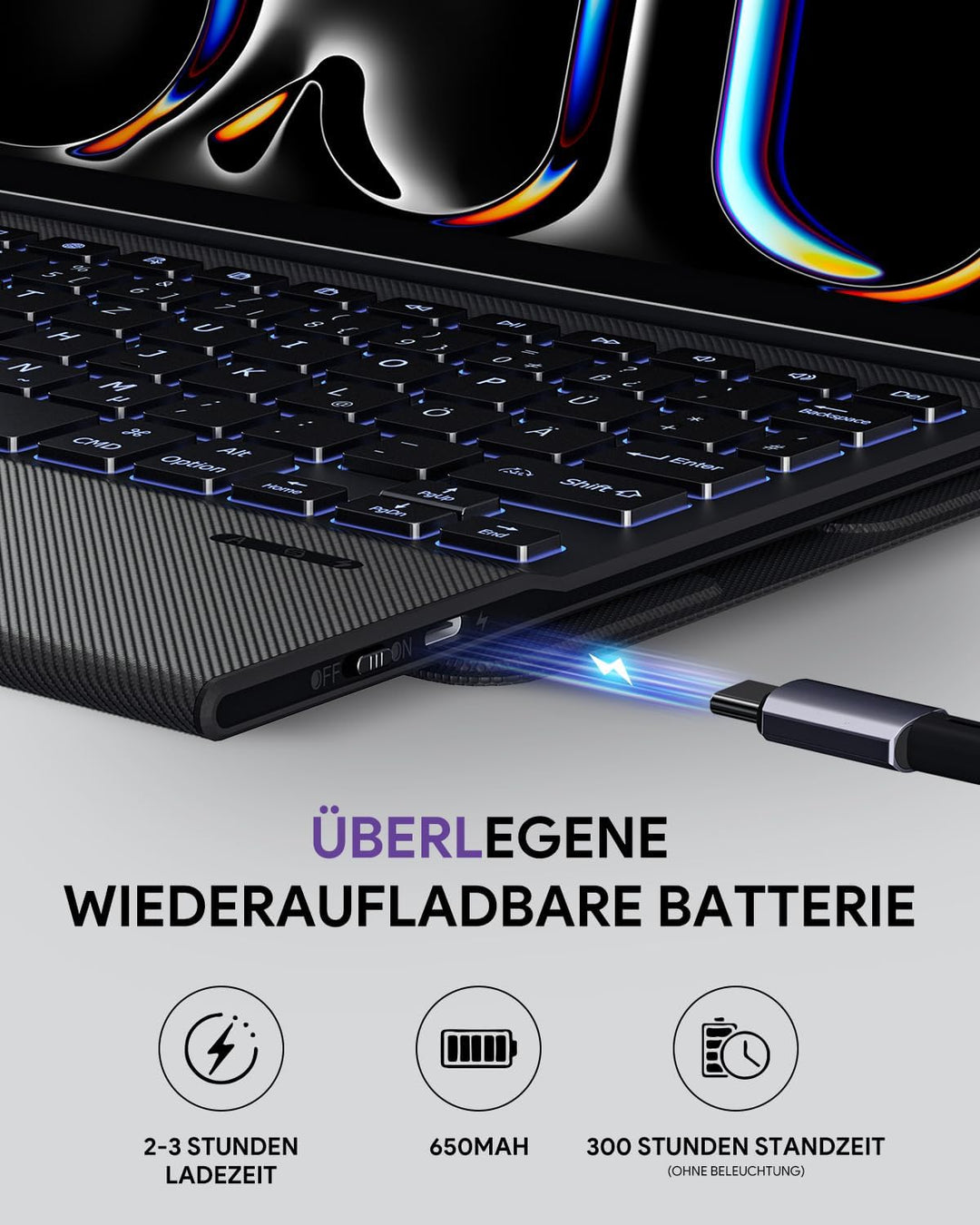 Doohoeek Schutzhülle mit Tastatur für iPad Pro 13 Zoll M5/M4 (2025/2024), Bluetooth Kabellose Beleuc