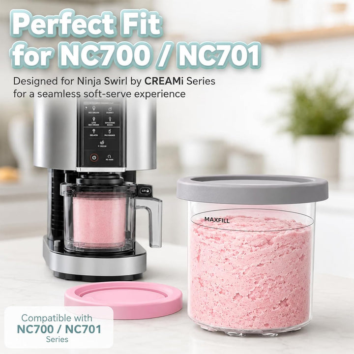 Eisbehälter 4er Set 473ml kompatibel mit Ninja NC301 NC300 NC299AMZ Serie | Ersatzbecher für Eismasc