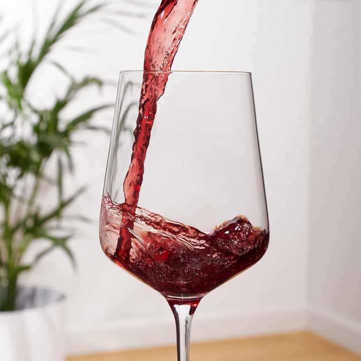 Viski Reserve European Crystal Bordeaux-Gläser, 4 Rotweingläser aus bleifreiem Kristallglas, Glaswar