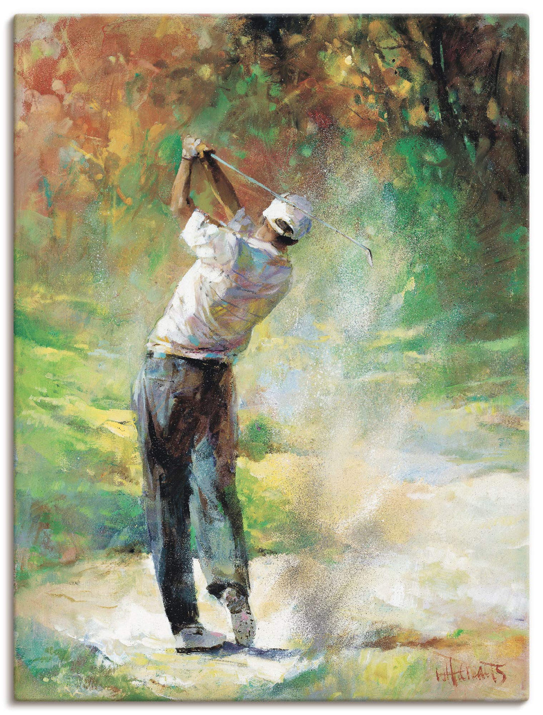 ARTland Leinwandbilder Wandbild Bild auf Leinwand 45x60 cm Wanddeko Golf Landschaft Golfplatz Sport