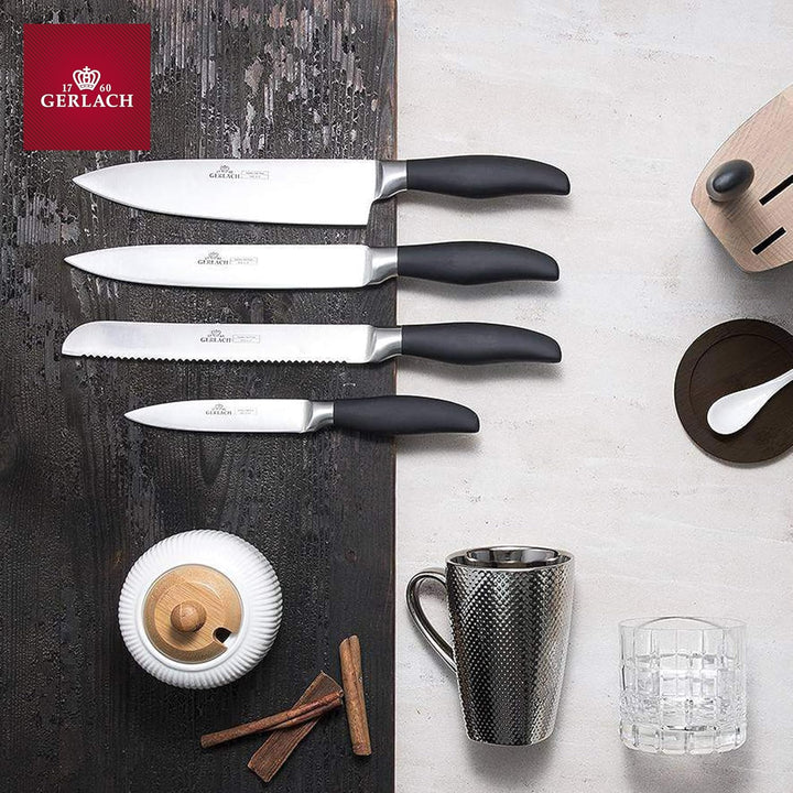 Gerlach Style Plus Messerset Küchenmesserset 5 Messer aus Edelstahl Küchenmesser Kochmesser Brotmess