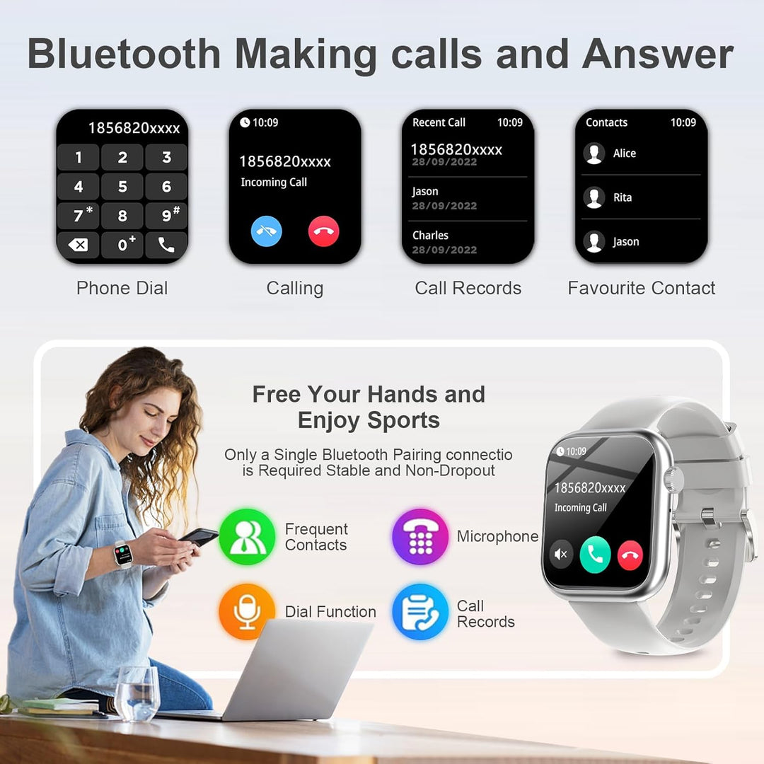 fitonyo Smartwatch Damen Herren mit Telefonfunktion,1,83" Zoll Touch Screen Smart Watch,110+ Sportmo