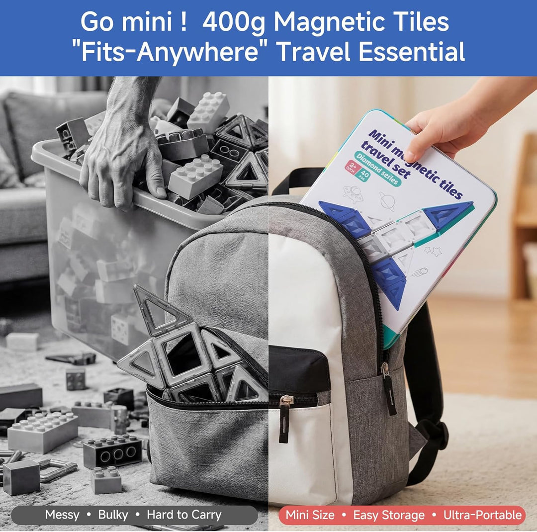 Magnetische Bausteine Reisespielzeug ab 3 Jahre 40pcs Montessori Magnetbausteine Lernspielzeug mit t