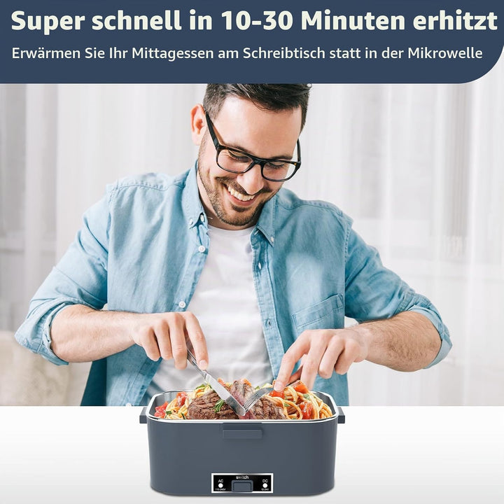 Elektrische Lunchbox 100W, 3-in-1 tragbare beheizte Lunchbox, Herausnehmbare Edelstahl-Brotdose, 12V