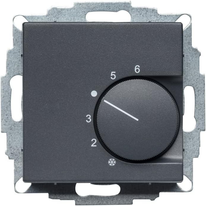 Raumthermostat schwarz mit Busch Jäger Balance SI 1-Fach Rahmen 1721-915 schwarz + Abdeckung 55x55mm